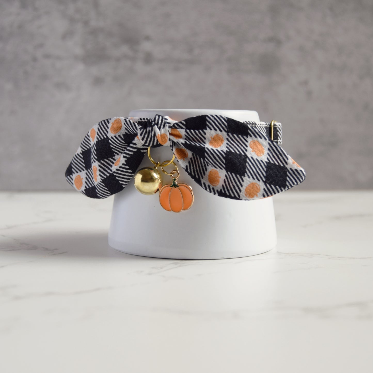 Pumpkins Plaid Cat Collar with Charm