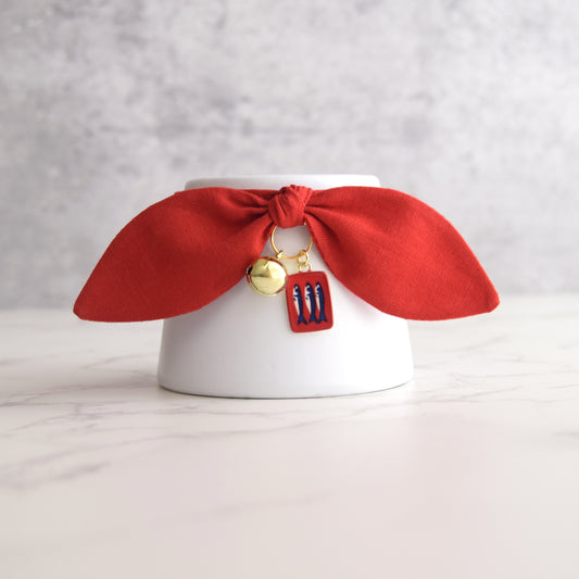 Red Bow Cat Collar with Fish Charm