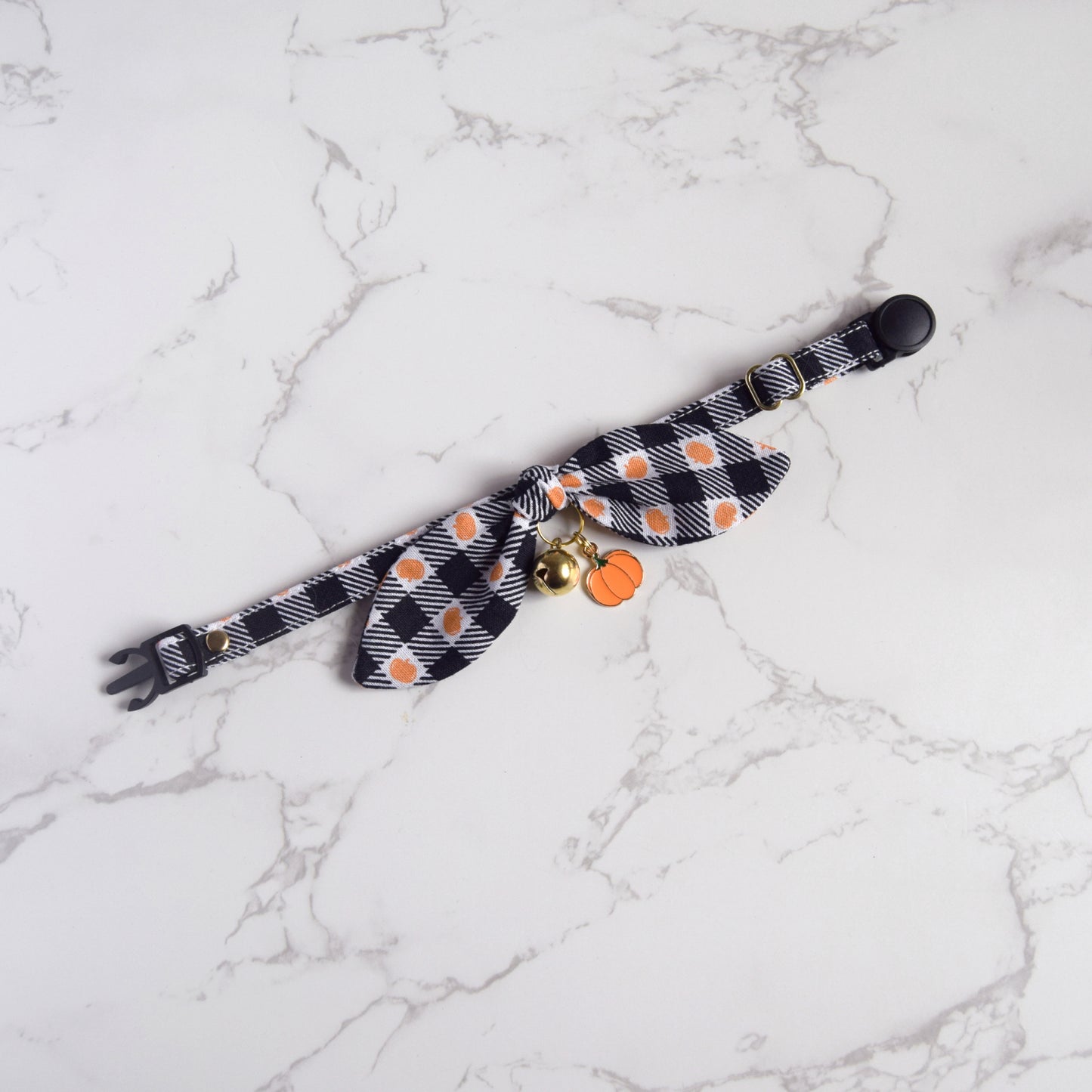 Pumpkins Plaid Cat Collar with Charm