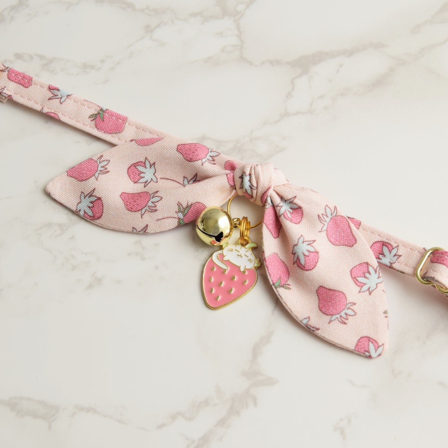 Pink Strawberry Cat Collar with Charm