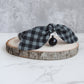 Black and Gray Plaid Bow Cat Collar