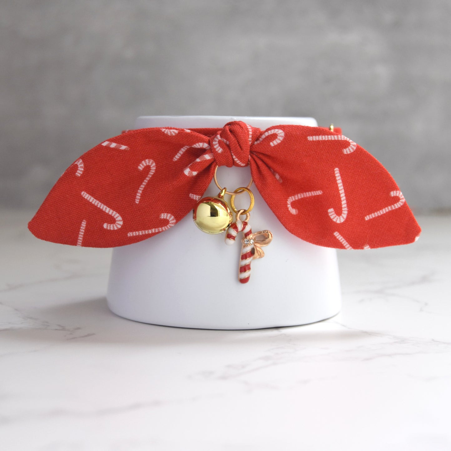 Red Candy Cane Cat Collar with Charm