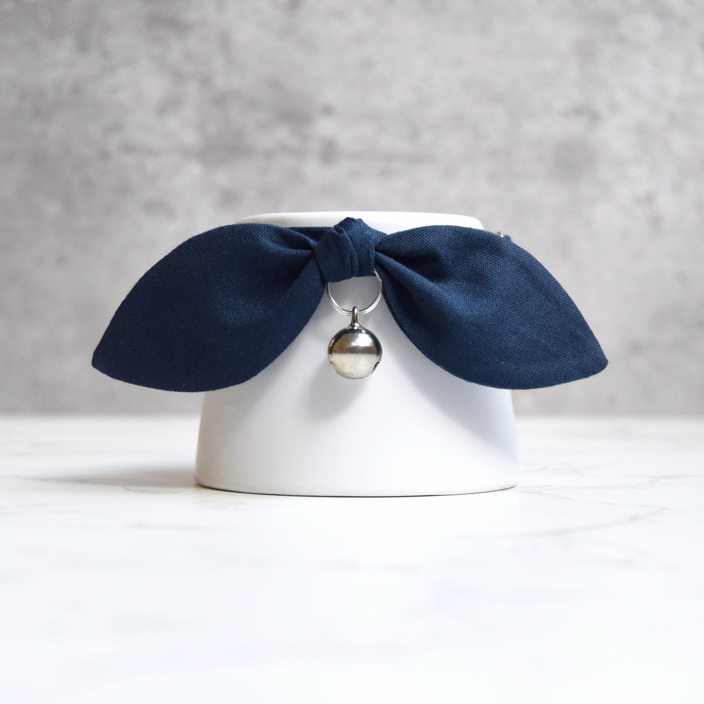 Navy Blue Bow Cat Collar