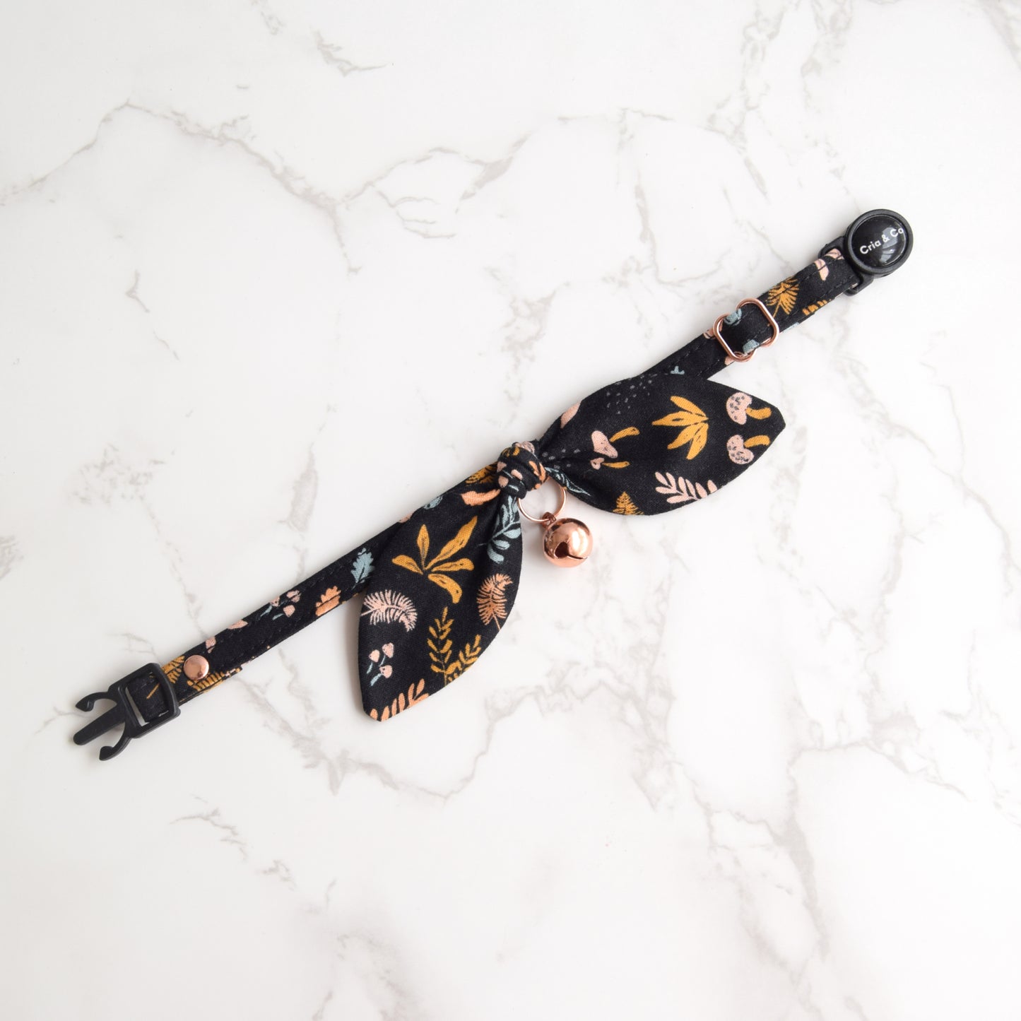 Black Woodland Bow Cat Collar