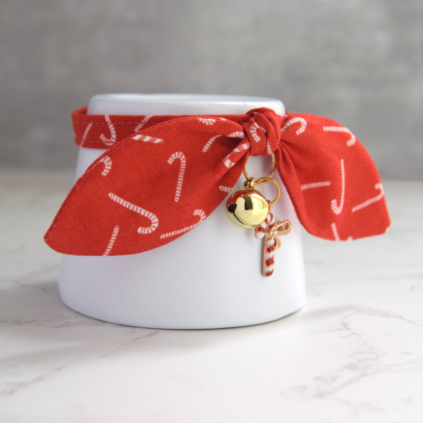 Red Candy Cane Cat Collar with Charm