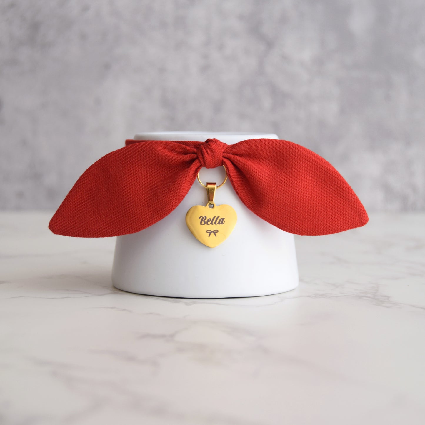 Red Bow Collar with Personalized Tag
