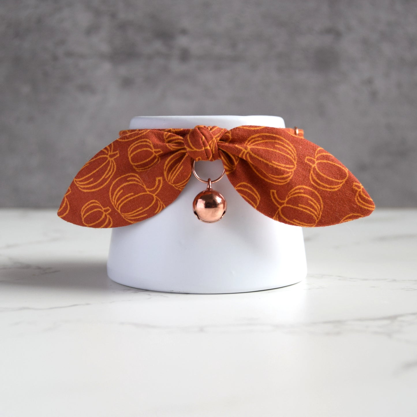 Burnt Orange Pumpkins Bow Cat Collar