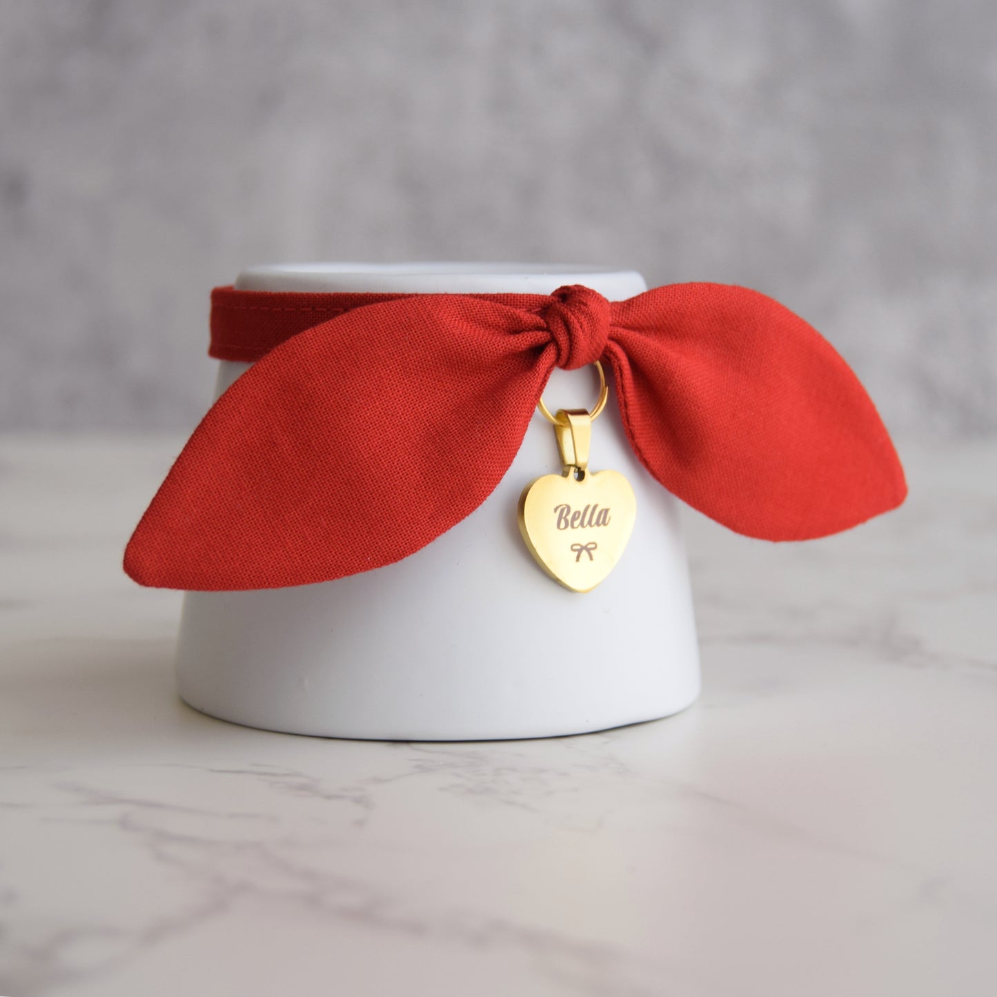 Red Bow Collar with Personalized Tag