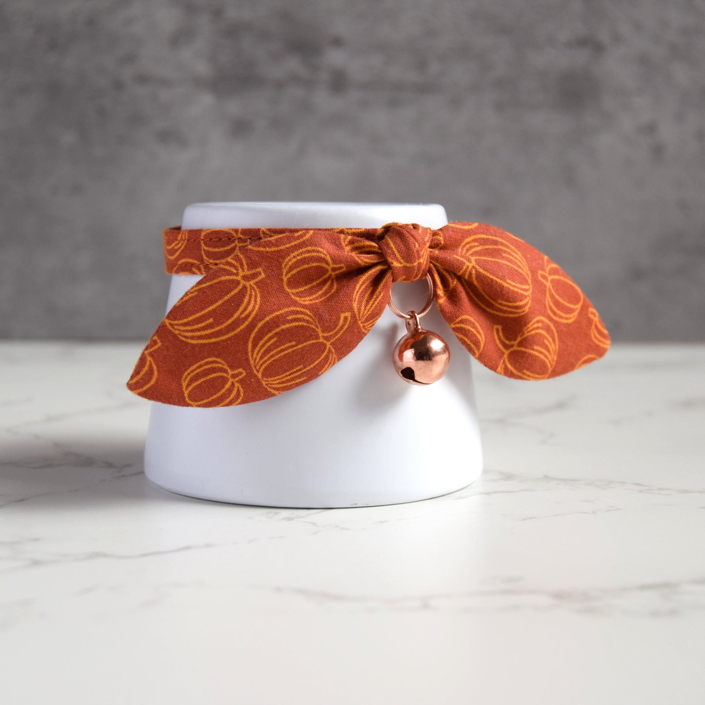 Burnt Orange Pumpkins Bow Cat Collar