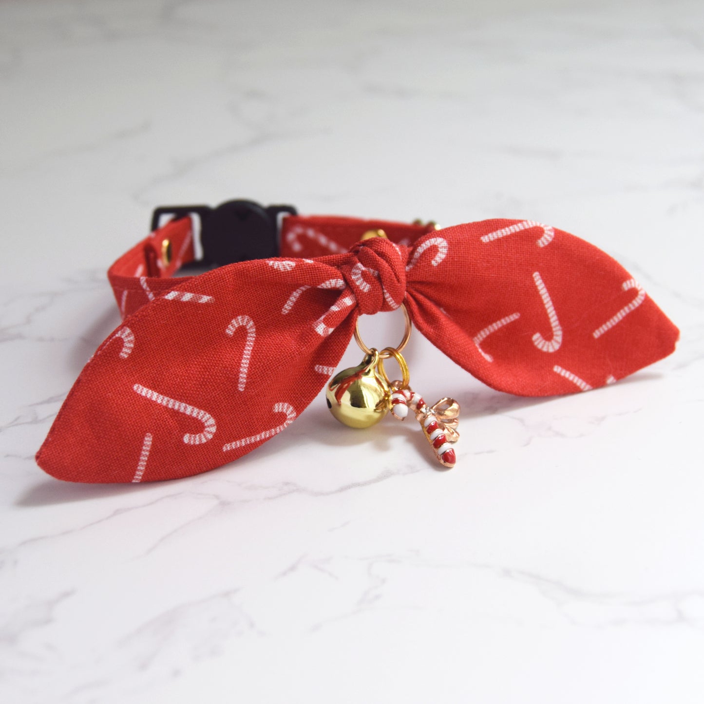 Red Candy Cane Cat Collar with Charm