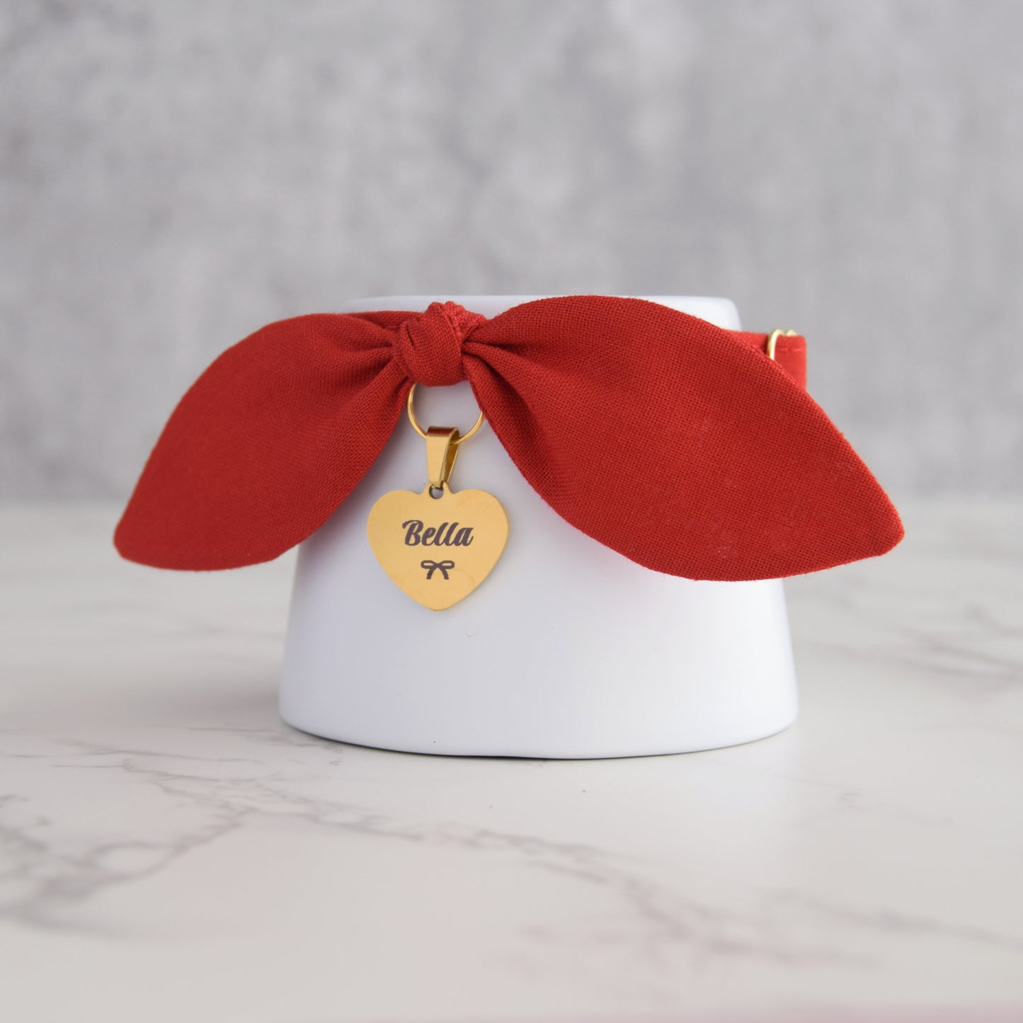 Red Bow Collar with Personalized Tag