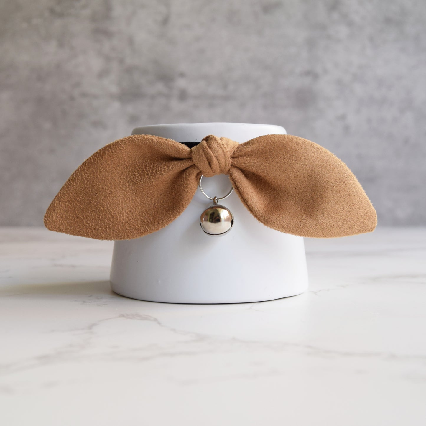 Brown Vegan Suede Bow Cat Collar