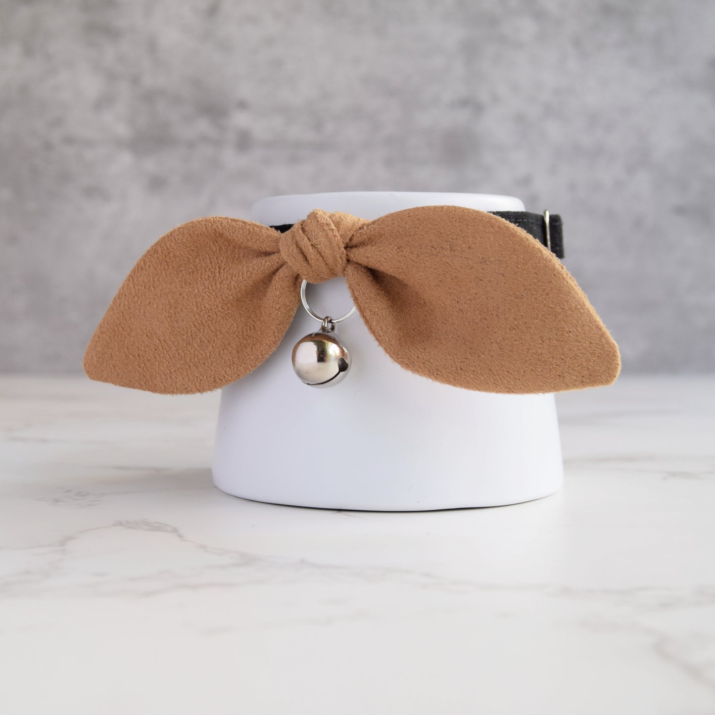 Brown Vegan Suede Bow Cat Collar