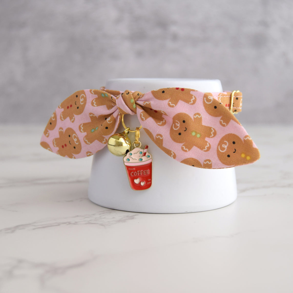 Gingerbread Man Cat Collar with Charm