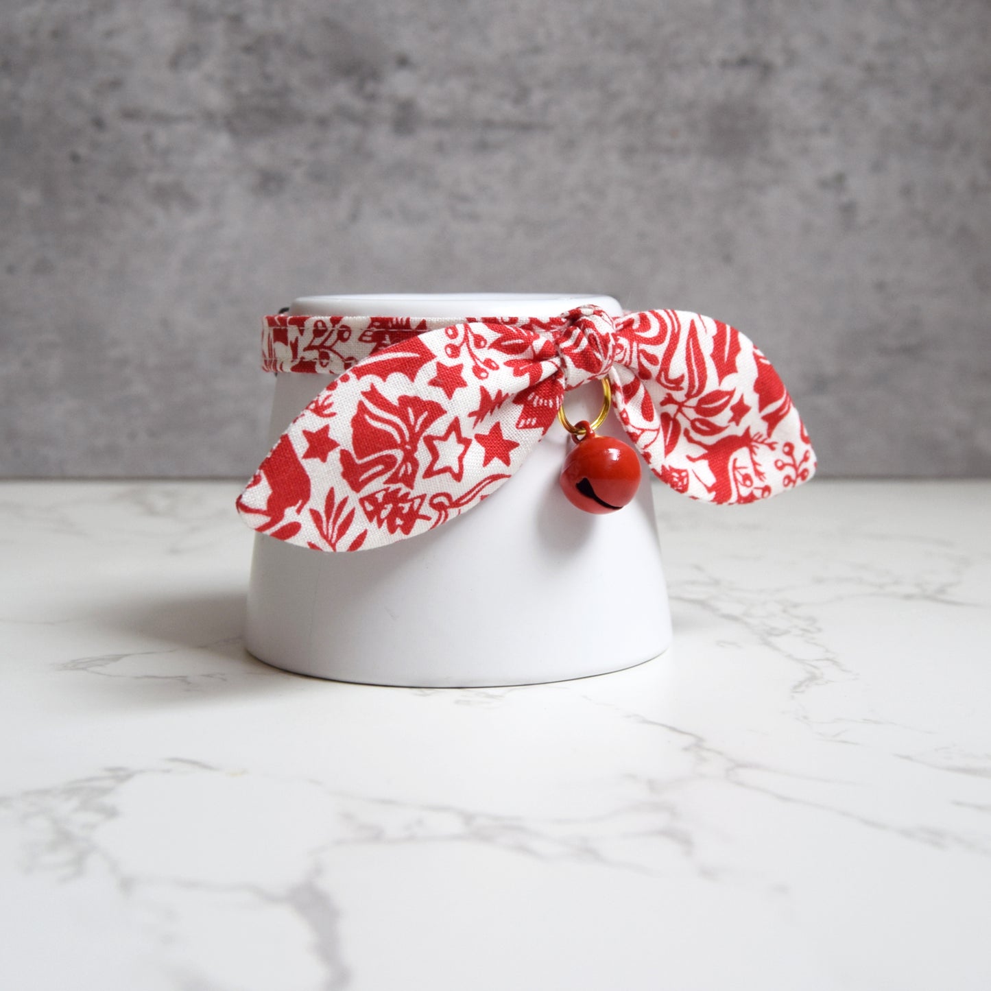 Red Christmas Print Bow Cat Collar