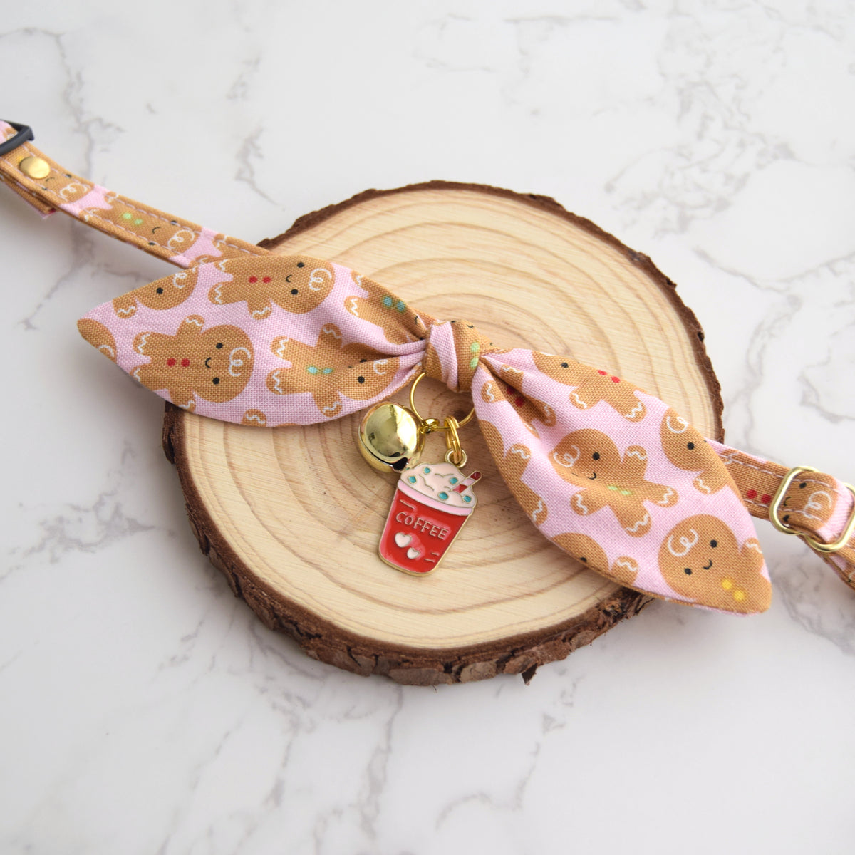 Gingerbread Man Cat Collar with Charm