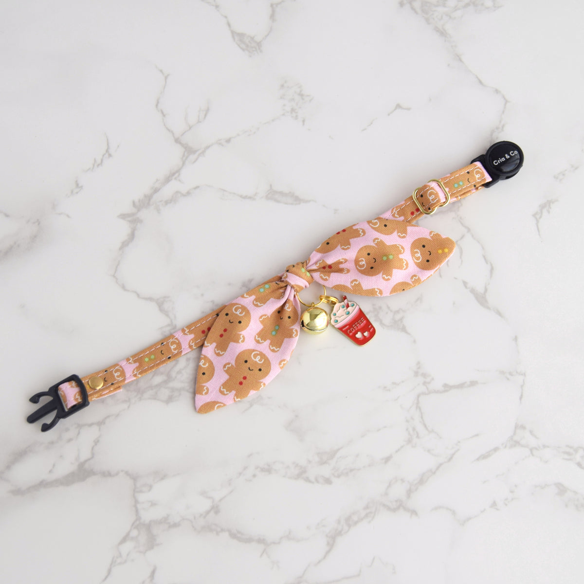 Gingerbread Man Cat Collar with Charm