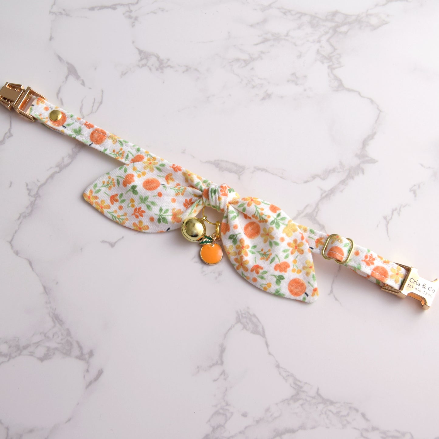 Orange Blossom Cat Collar with Charm