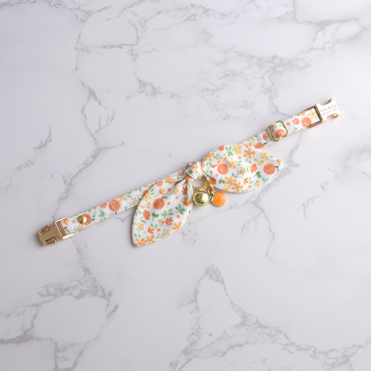 Orange Blossom Cat Collar with Charm