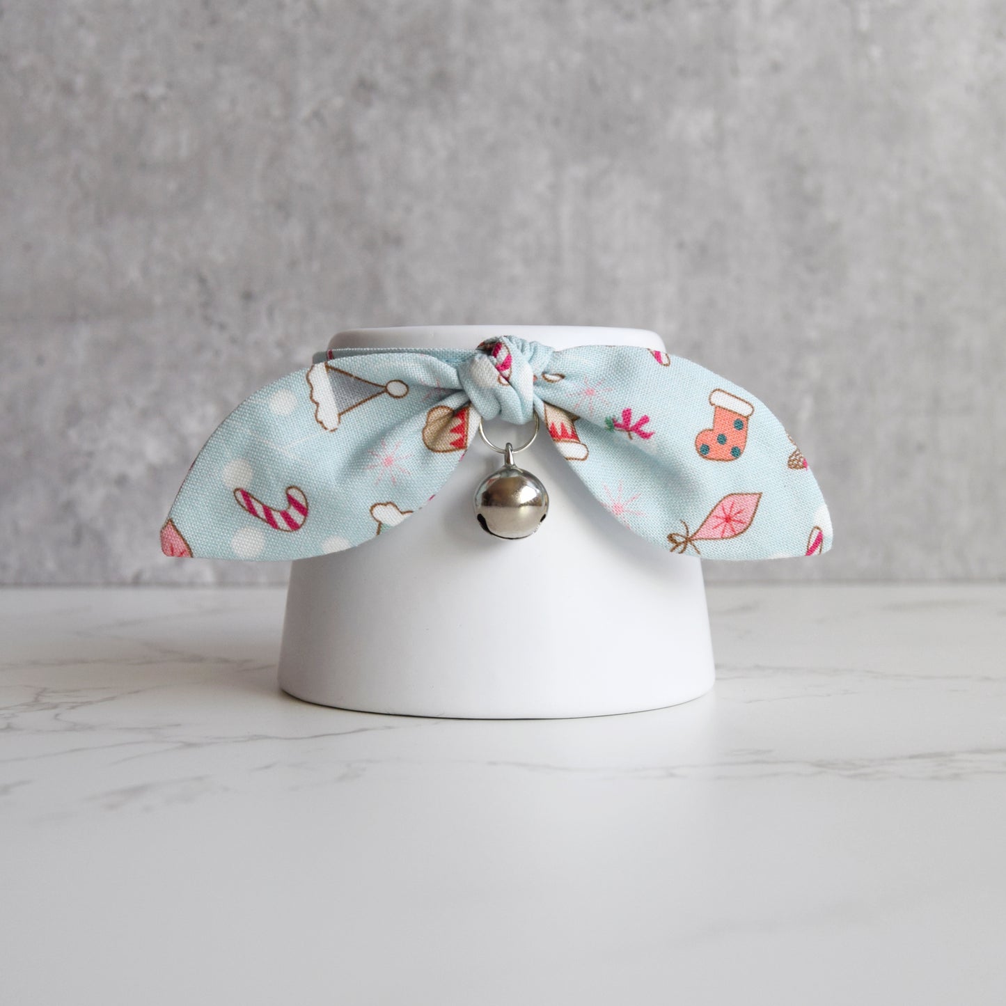 Blue Christmas Bow Cat Collar