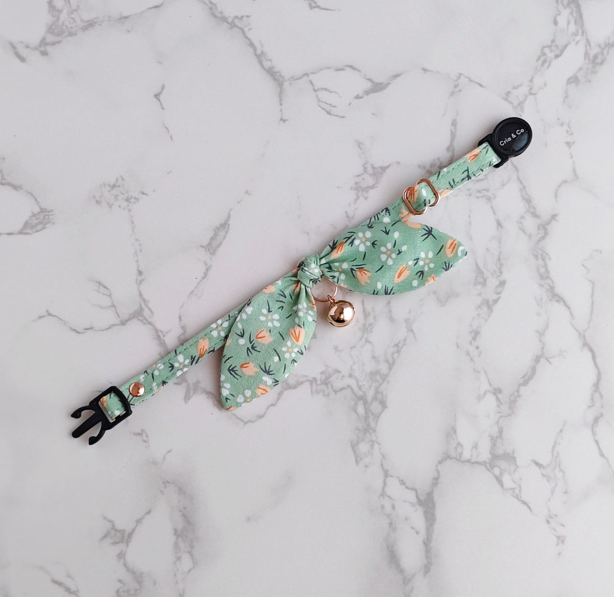 Sage Green Floral Bow Cat Collar