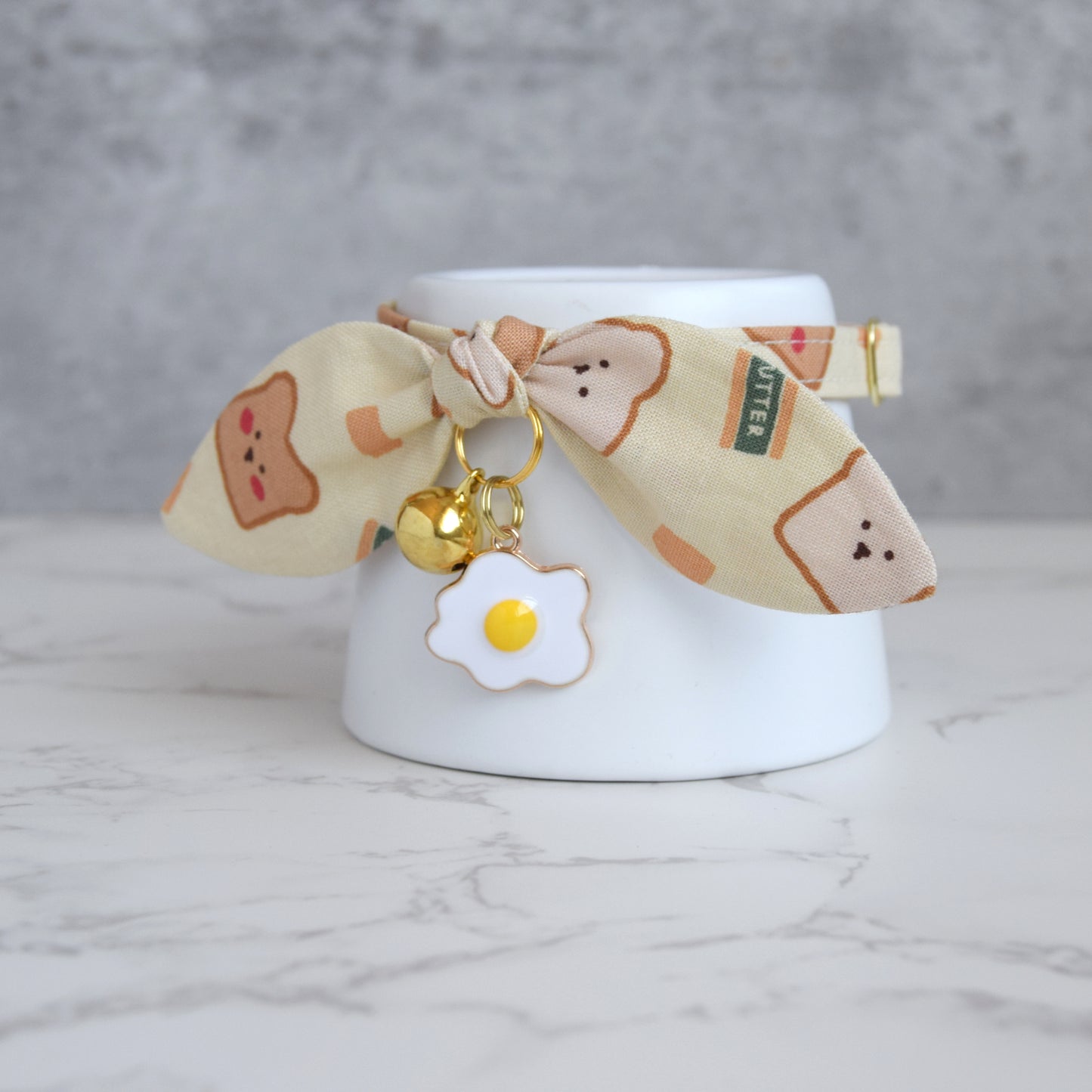 Egg and Toast Cat Collar with Charm