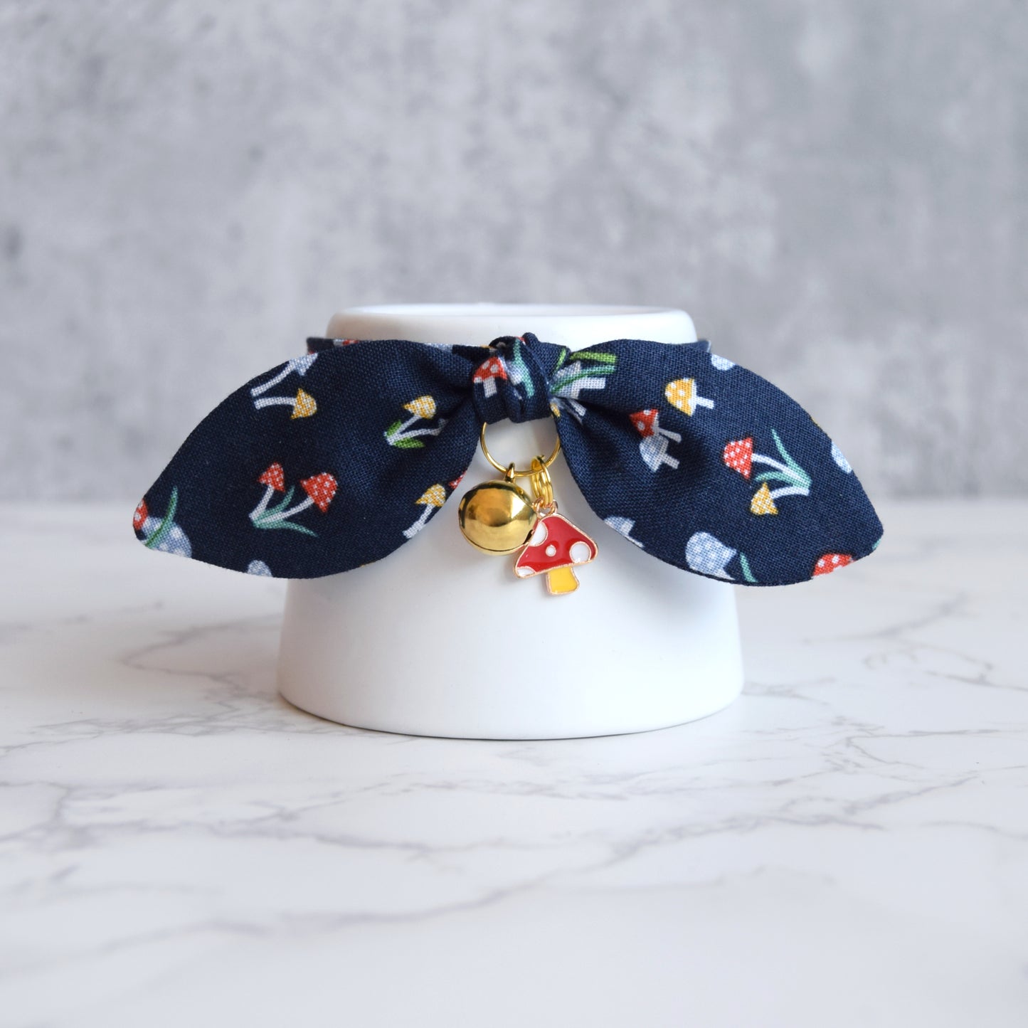 Mushroom Print Cat Collar with Charm