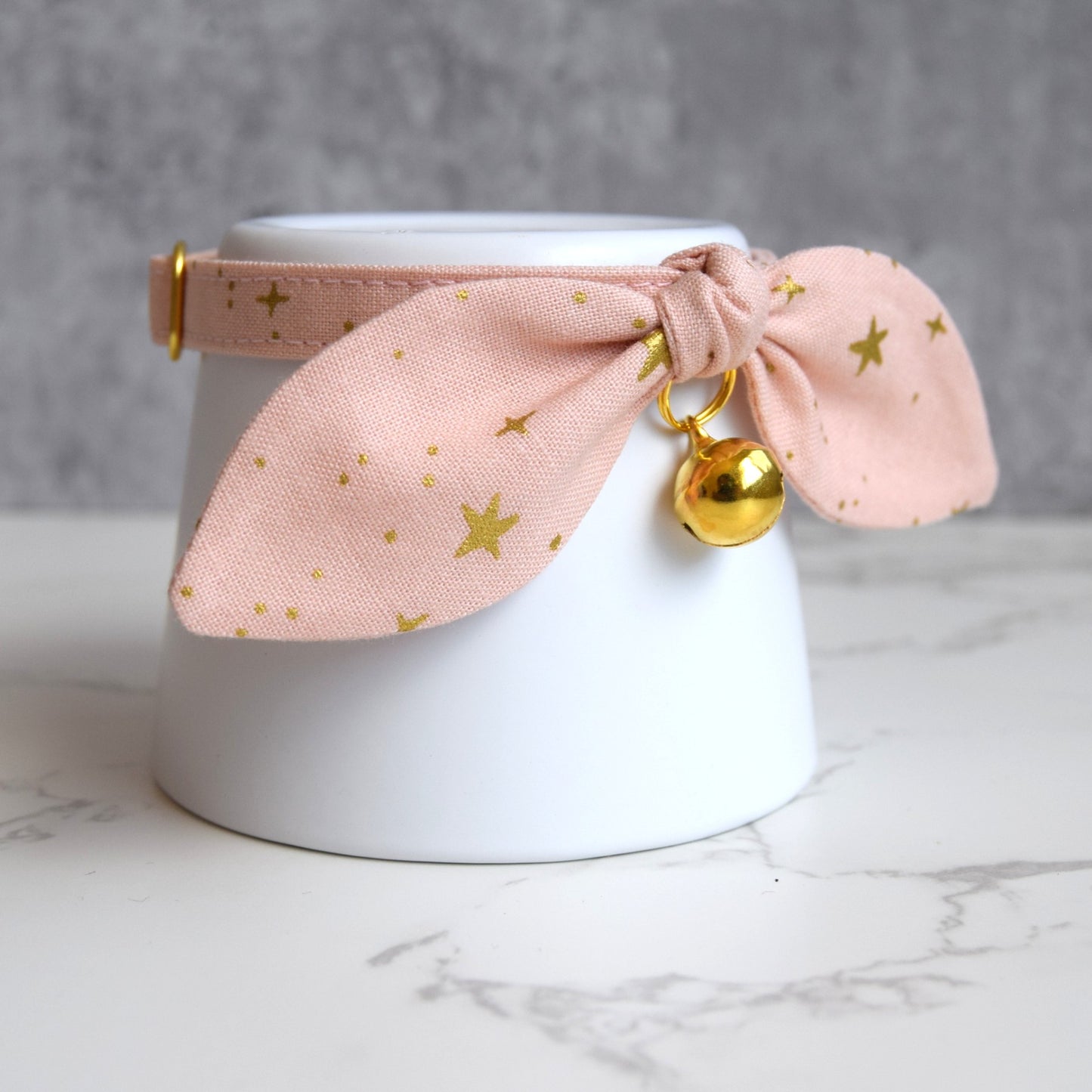 Pink Stars Print Bow Cat Collar