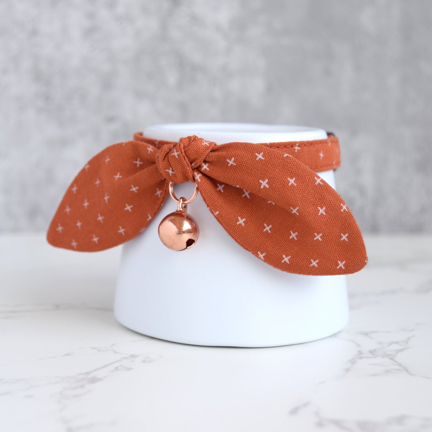 Burnt Orange Bow Cat Collar