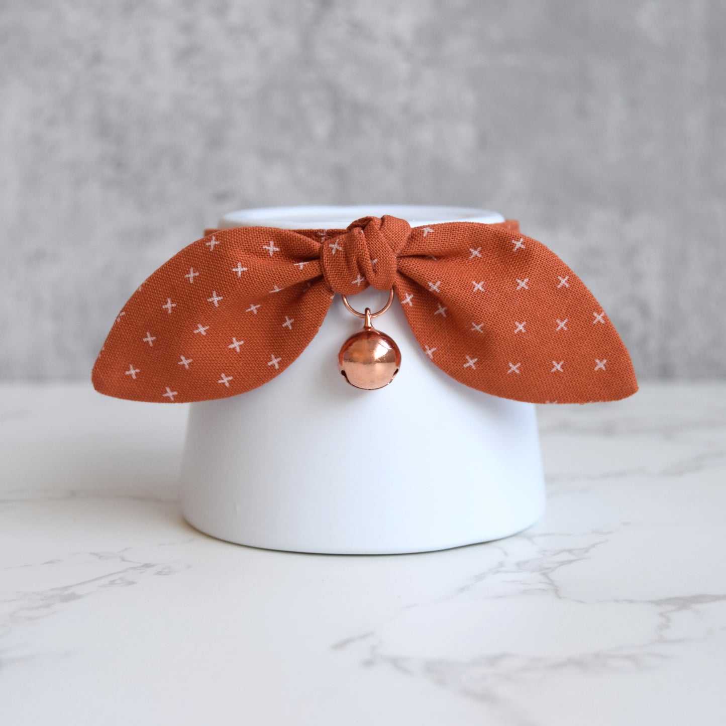 Burnt Orange Bow Cat Collar