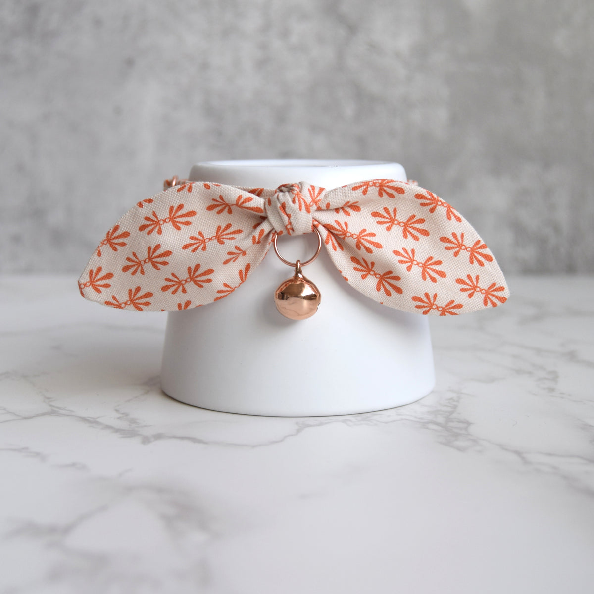 Orange Petals Bow Cat Collar
