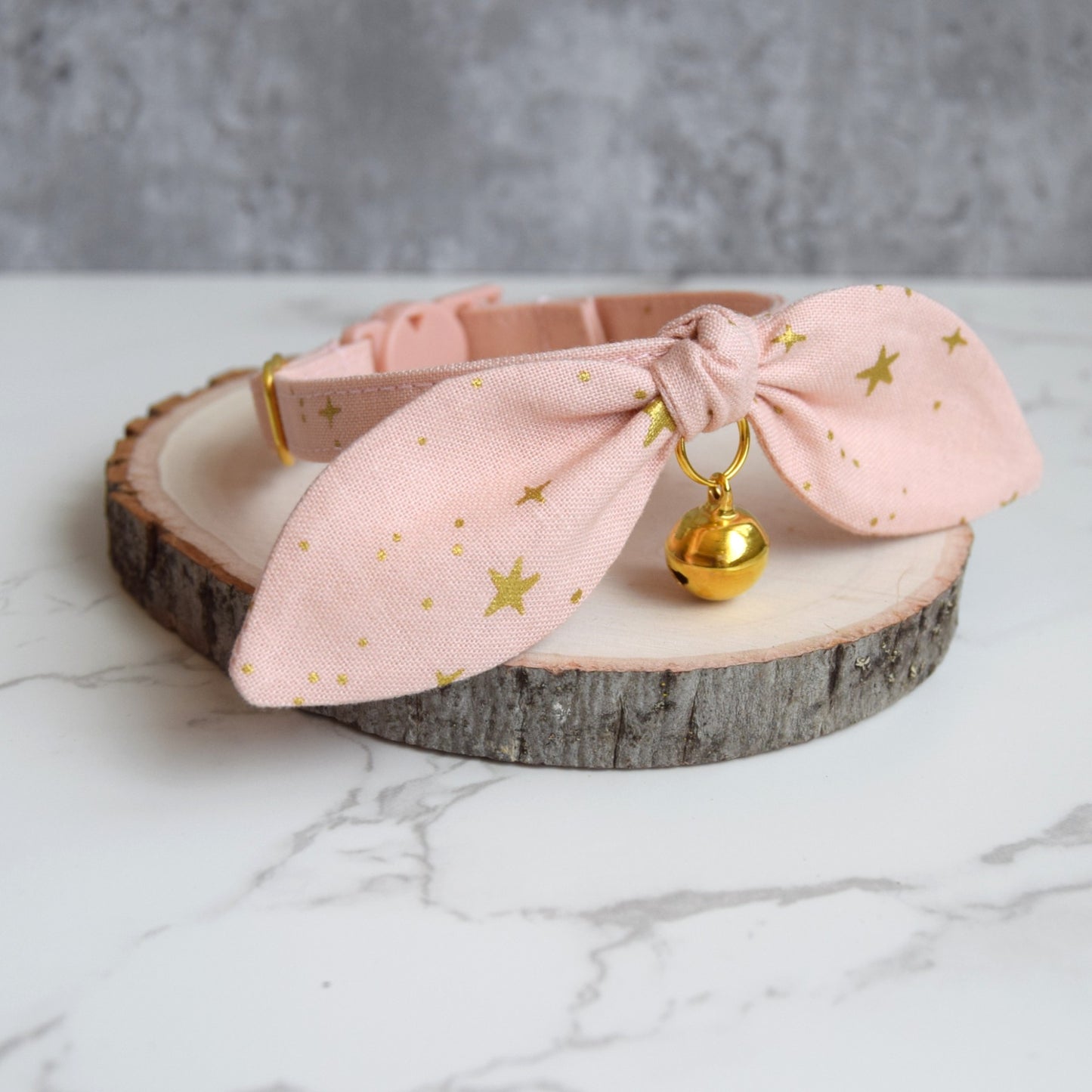 Pink Stars Print Bow Cat Collar
