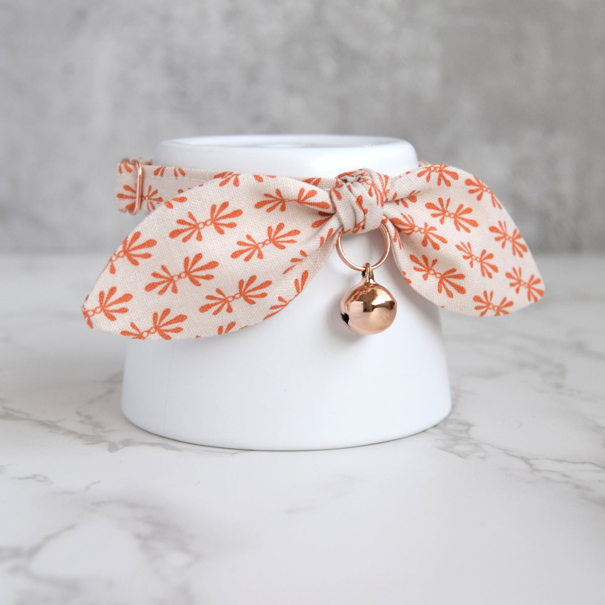 Orange Petals Bow Cat Collar