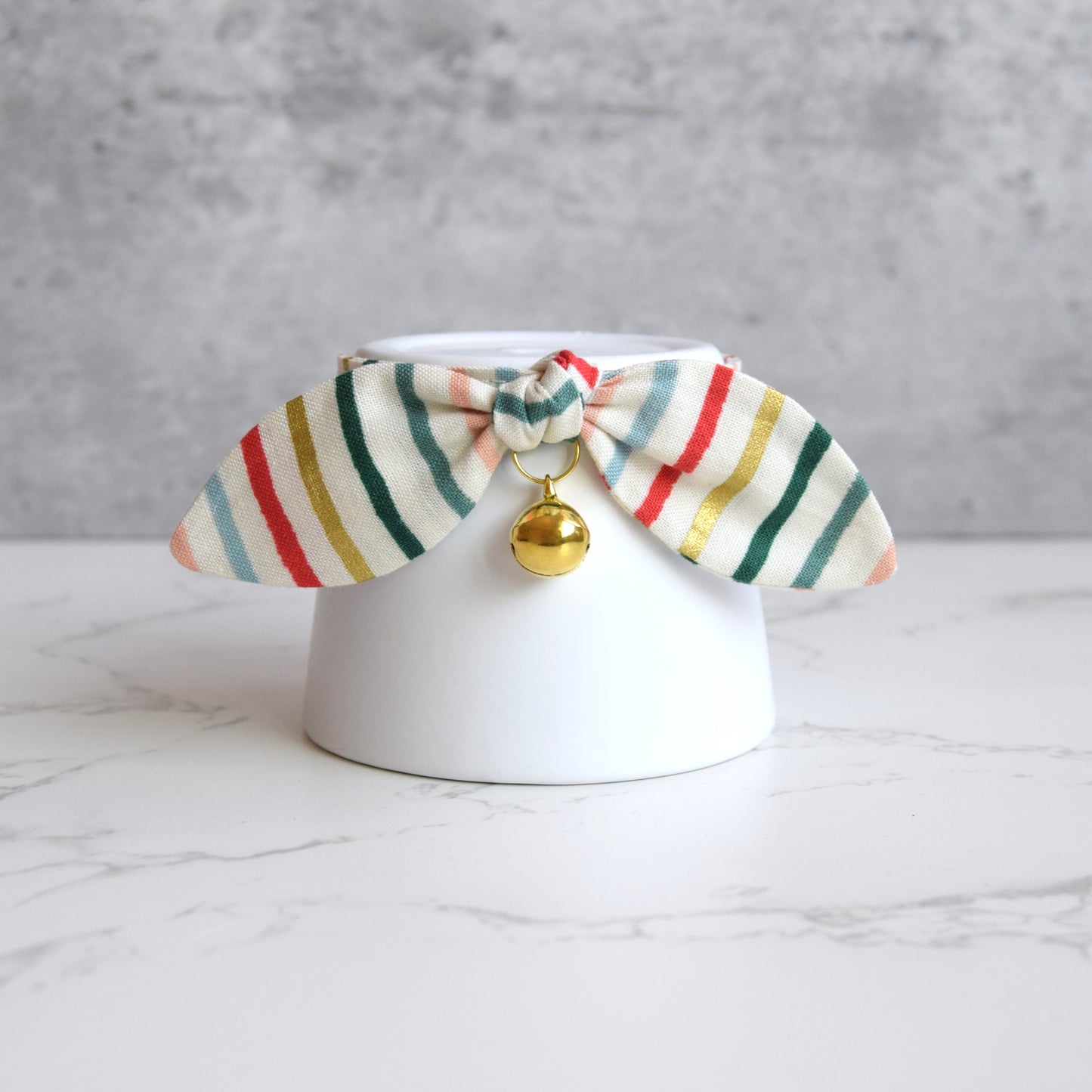 Colorful Stripes Bow Cat Collar