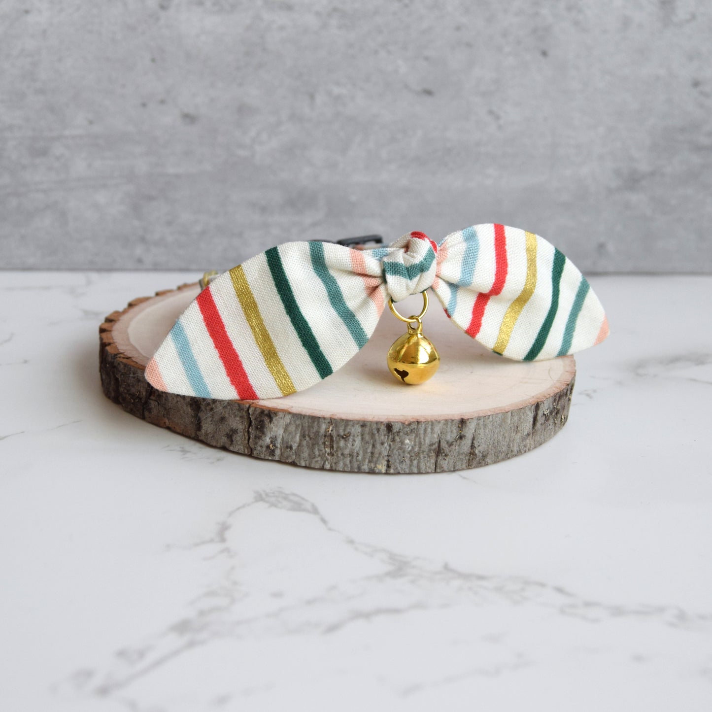 Colorful Stripes Bow Cat Collar