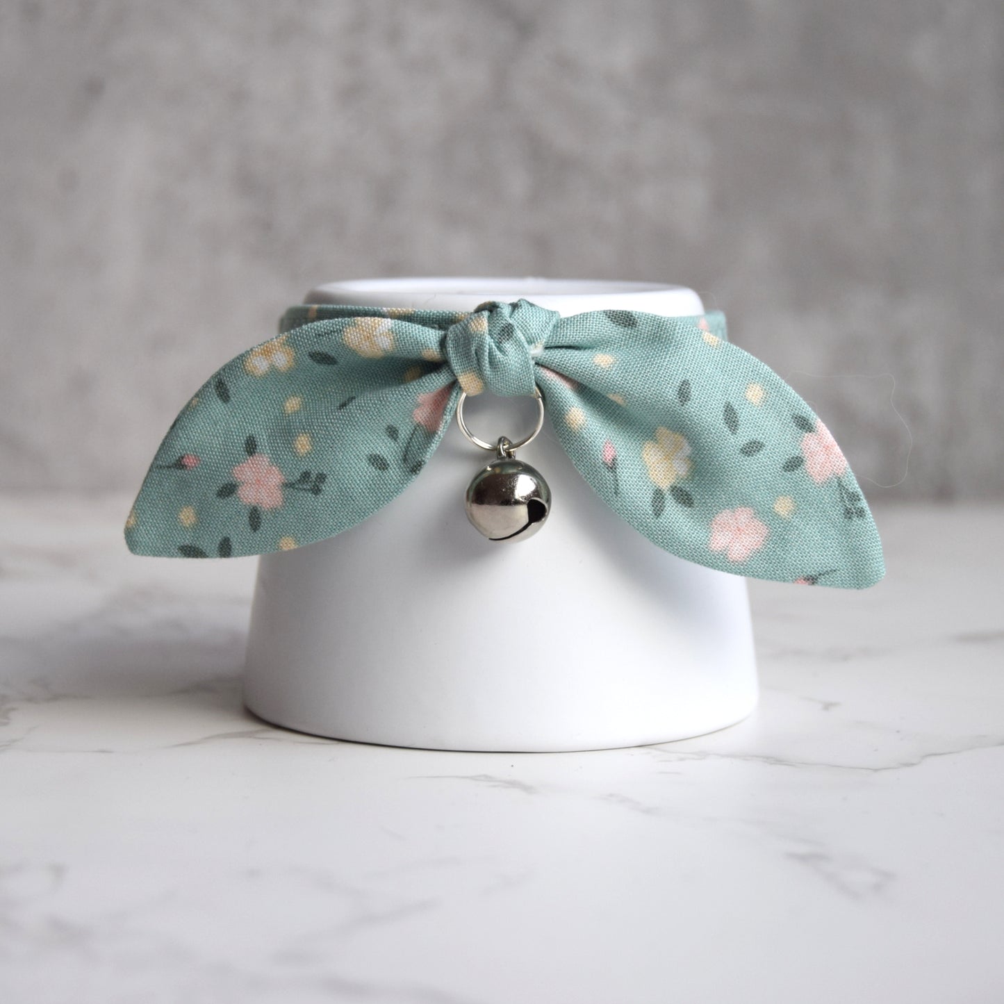 Sage Green Floral Bow Cat Collar