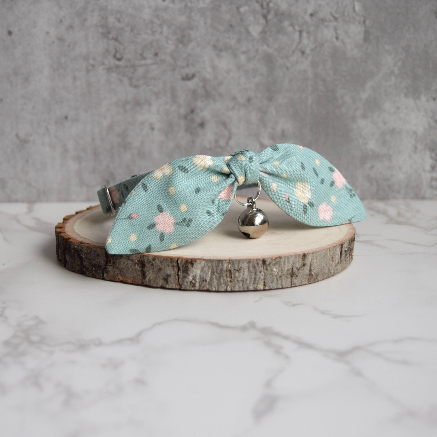 Sage Green Floral Bow Cat Collar